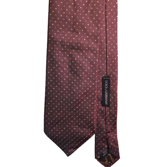 Dolce & Gabbana Other - Dolce & Gabbana Burgundy Silk Polka Dot Tie Made In Italy leopard print lining